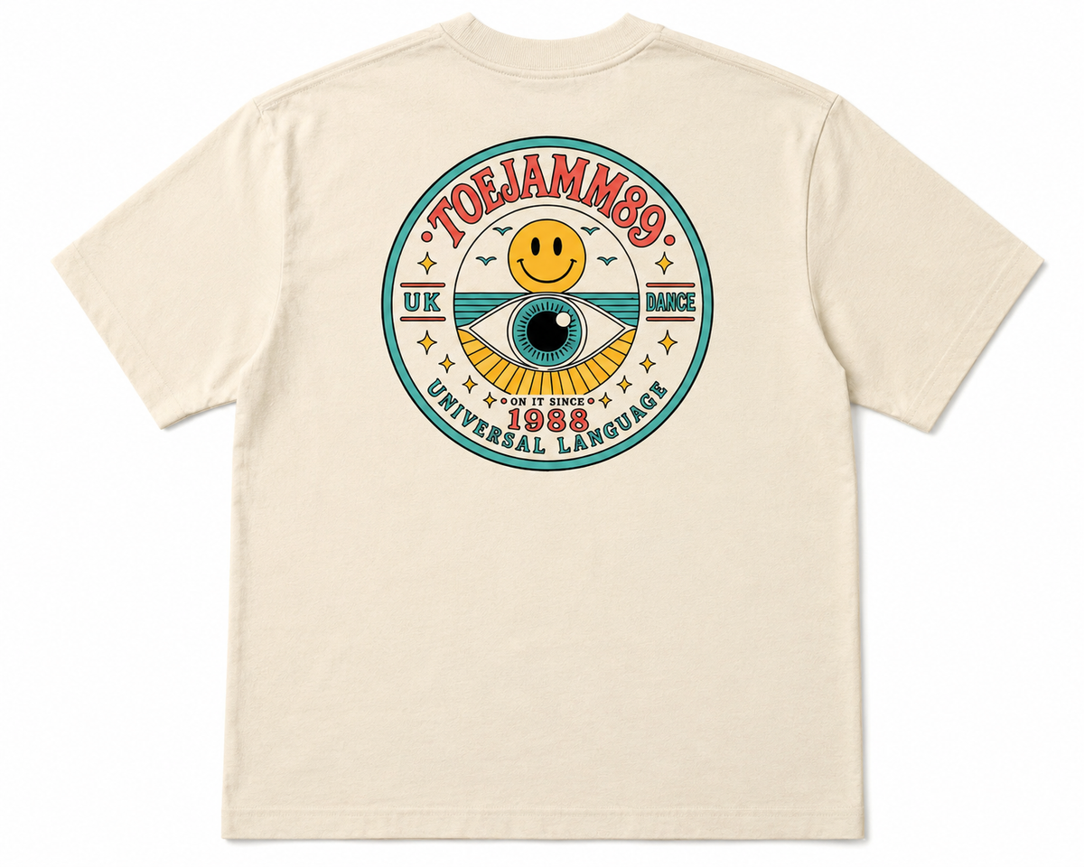 TOEJAMM89 - UNIVERSAL LANGUAGE 1988 GRAPHIC T - SHIRT