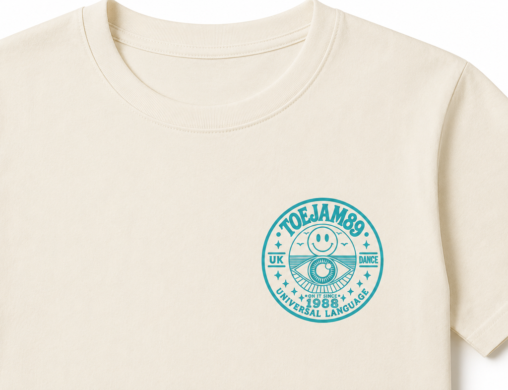 TOEJAMM89 - UNIVERSAL LANGUAGE 1988 GRAPHIC T - SHIRT